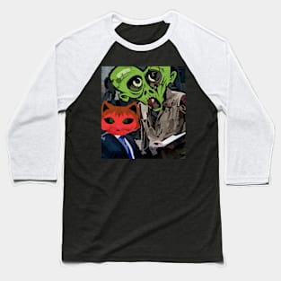 watercolor cat with a heart zombie Baseball T-Shirt
